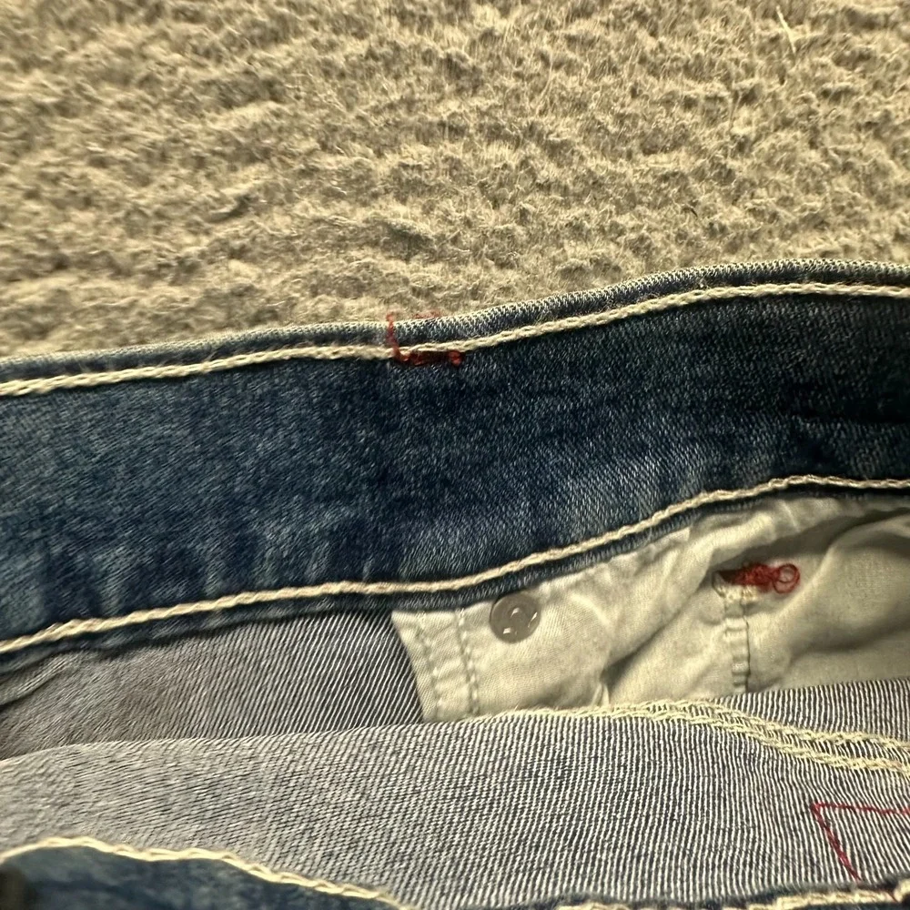 True Religion Ricky Jeans Men 38x34 Blue Cotton Denim Straight Relaxed Fit Faded
